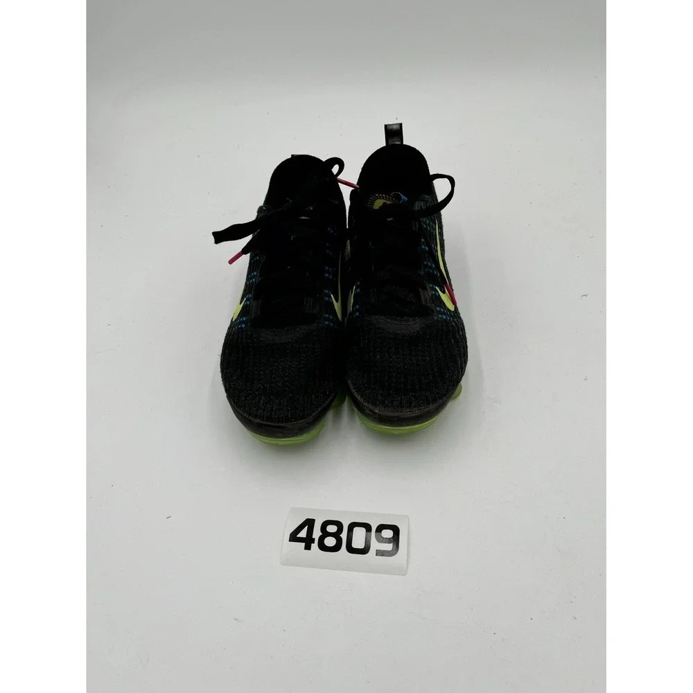Nike Air VaporMax Flyknit 3 Youth 4Y Athletic Shoes Black Ghost Green Sneakers